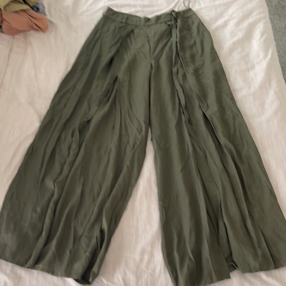 Army green palazzo pants